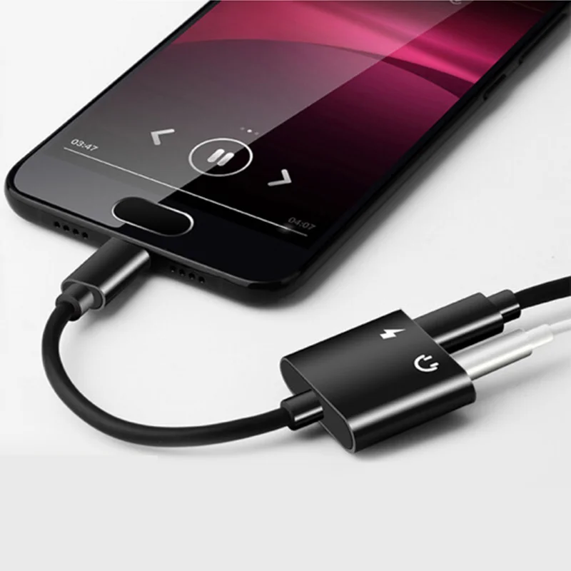 Многофункциональный адаптер для наушников 2 в 1 с разъемом типа C USB на 3 5 мм AUX и
