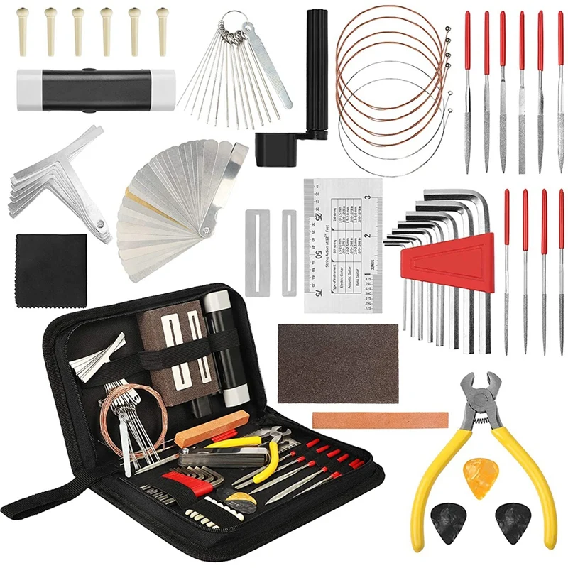 54Pcs Guitar Repairing Maintenance Tool Kit, Guitar Cleaning Care Accessories for Acoustic Electric Guitar Ukulele Bass
54Pcs Guitar Repairing Maintenance Tool Kit, Guitar Cleaning Care Accessories for Acoustic Electric Guitar Ukulele Bass