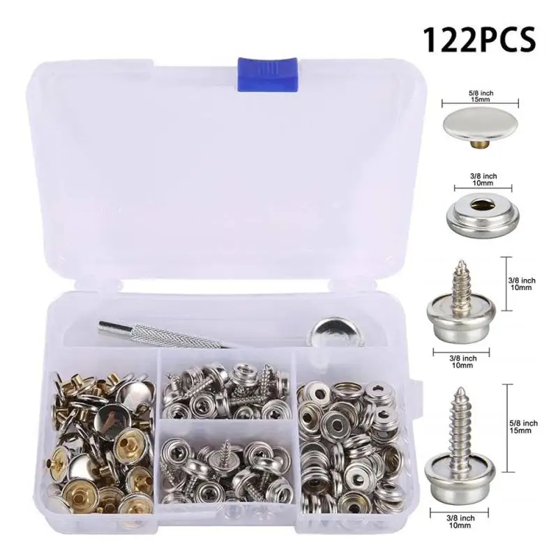 122Pcs/Set Canvas Snap Kit Tool Marine Grade Canvas and Upholstery Boat Cover Snap Button Fastener Kit for Boat Cover Furniture
122Pcs/Set Canvas Snap Kit Tool Marine Grade Canvas and Upholstery Boat Cover Snap Button Fastener Kit for Boat Cover Furniture