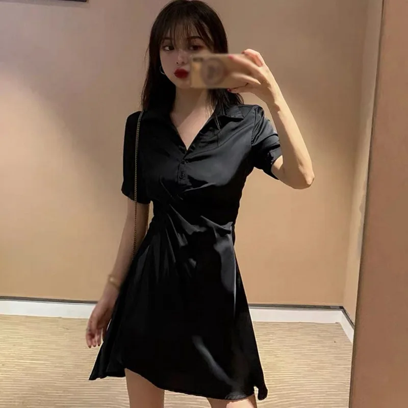Women's Summer Dress Design Sense Waist Waist Was Thin Irregular Short Skirt 
Women's Summer Dress Design Sense Waist Waist Was Thin Irregular Short Skirt
