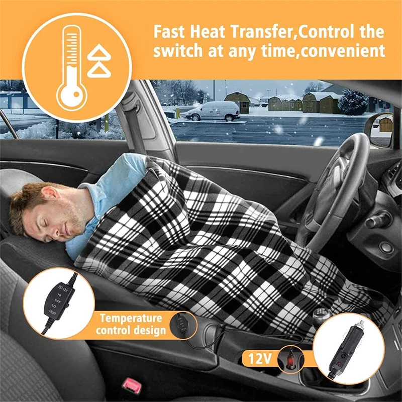 

150 * 110cm 12V Car Electric Heated Blanket Mat Grid Energy Saving Warm Autumn Winter Car Electric Blanket Heating RV SUV Truck