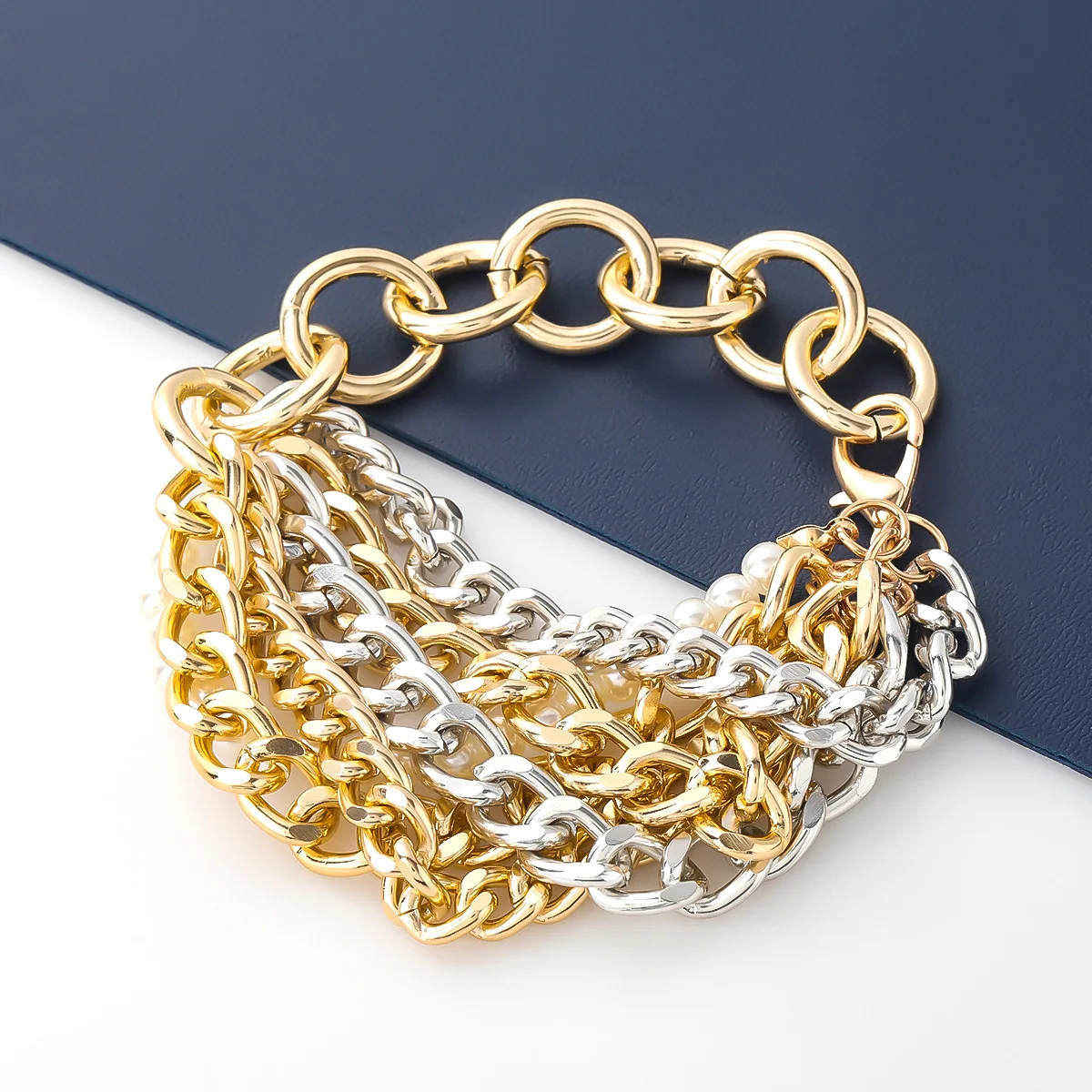 Lacteo INS Hip Hop Gold Color Multilayer Alloy Chain Bracelet Fashion Imitation Pearl Charm Bracelet for Women Jewelry Wholesale
Lacteo INS Hip Hop Gold Color Multilayer Alloy Chain Bracelet Fashion Imitation Pearl Charm Bracelet for Women Jewelry Wholesale