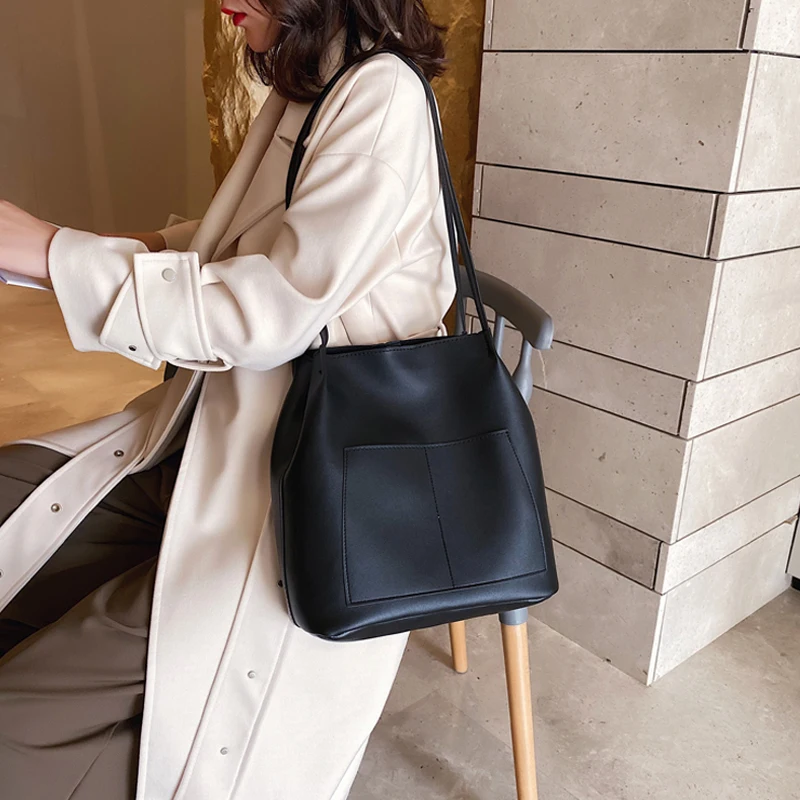 Fashion Shoulder Bag Double Strap Women Bucket Handbags Soft Skin Ladies Shopping Totes Travel Large Capacity High Quality New
Fashion Shoulder Bag Double Strap Women Bucket Handbags Soft Skin Ladies Shopping Totes Travel Large Capacity High Quality New