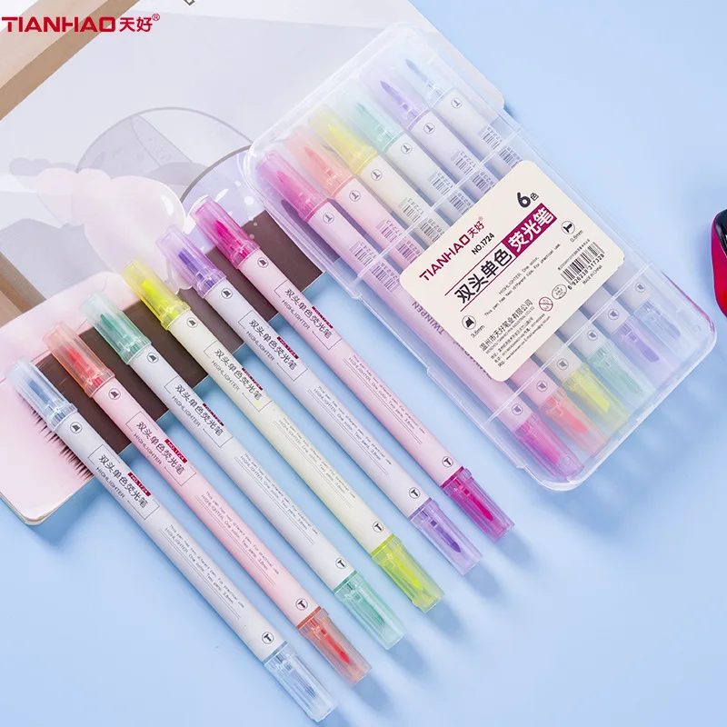 6pcs/pack Double Head Fluorescent Pen Portable Markers Highlighter Pen Set Drawing Art Kids Gift Cute Stationery School Supplies
6pcs/pack Double Head Fluorescent Pen Portable Markers Highlighter Pen Set Drawing Art Kids Gift Cute Stationery School Supplies