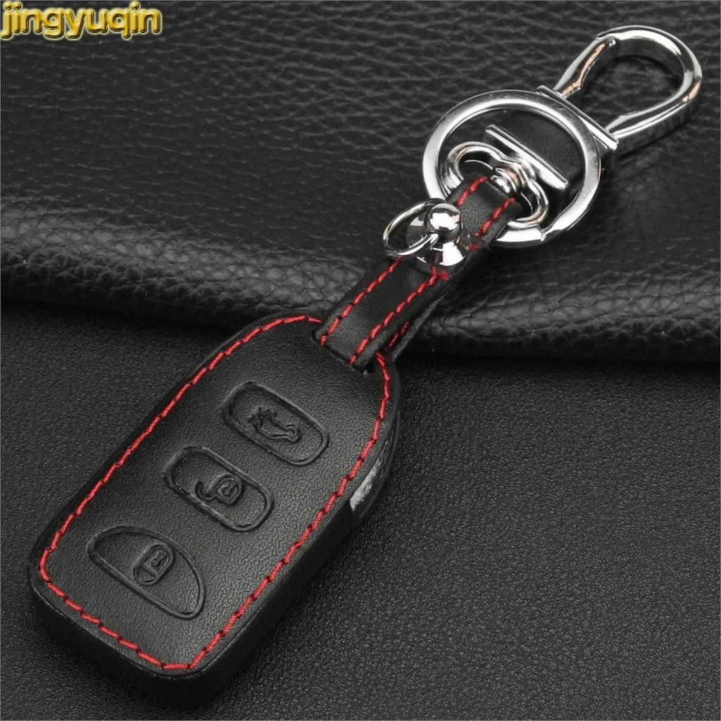 Jingyuqin для hyundai KIA Tuscon Elantra Rio Sportage Rondo Accent 3 кнопки кожаный чехол ключей автомобиля|3