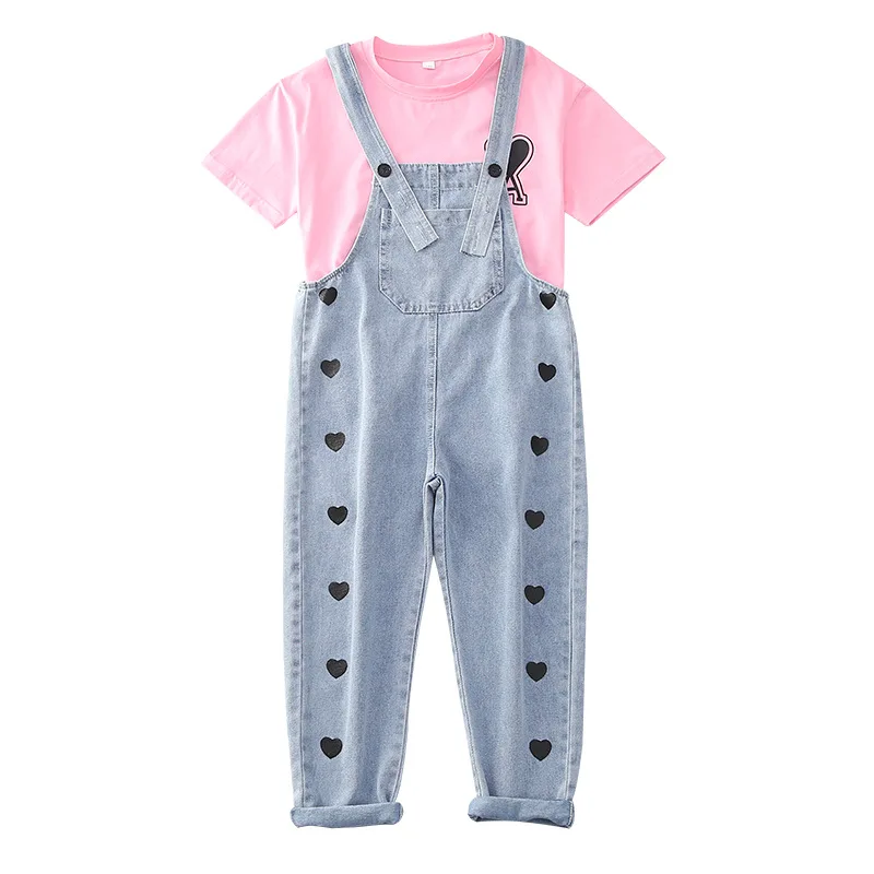 Kids girls Clothes set 2021 Spring Autumn Long Sleeve Pullover+Denim Overalls 2pcs Girl Clothing print love Cartoon Strap Pants
Kids girls Clothes set 2021 Spring Autumn Long Sleeve Pullover+Denim Overalls 2pcs Girl Clothing print love Cartoon Strap Pants