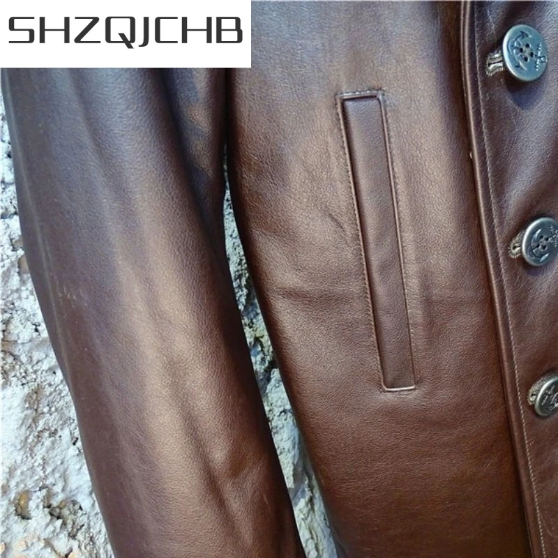 JCHB 2021 Vintage Cow Leather Double Breasted Trench Coat Men Winter Thicken Slim Fit Genuine Leather Long Jacket Business Casua 
JCHB 2021 Vintage Cow Leather Double Breasted Trench Coat Men Winter Thicken Slim Fit Genuine Leather Long Jacket Business Casua