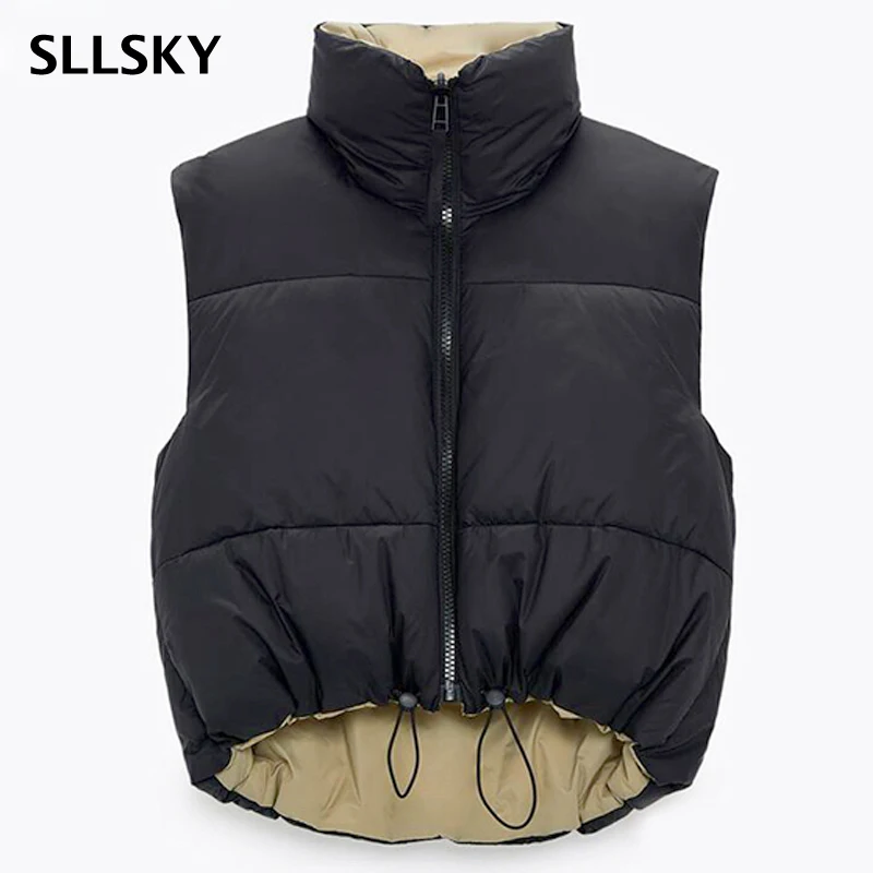 SLLSKY Fashion Women Double-Sided Vest 2021 Autumn Winter Vintage Black Warm Sleeveless Cotton Female Short Outwear Zipper Vest
SLLSKY Fashion Women Double-Sided Vest 2021 Autumn Winter Vintage Black Warm Sleeveless Cotton Female Short Outwear Zipper Vest