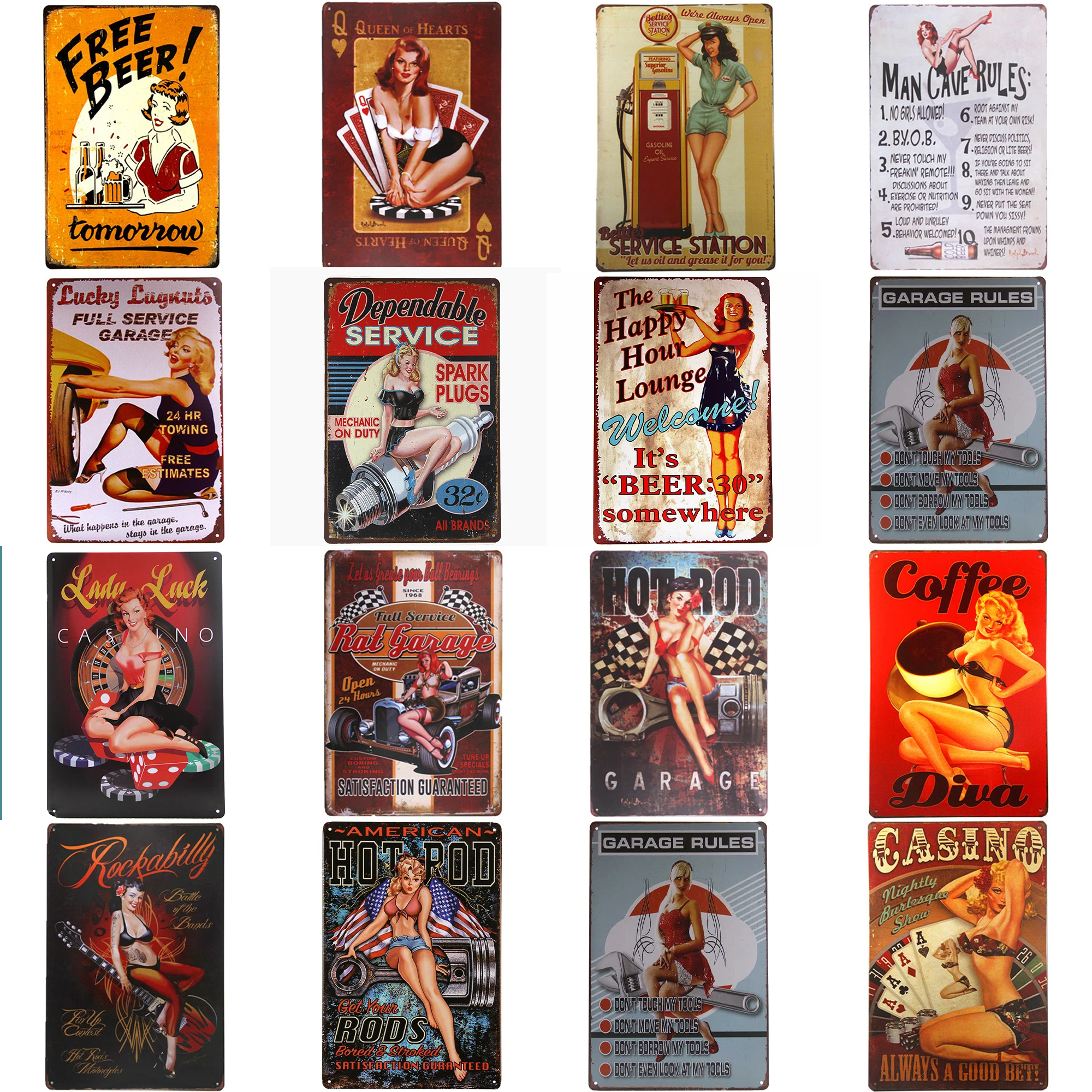 Garage rules Pin-up girl Coffee Cafe Wall Vintage Poster Metal Sign Retro Tin Plaque
Garage rules Pin-up girl Coffee Cafe Wall Vintage Poster Metal Sign Retro Tin Plaque