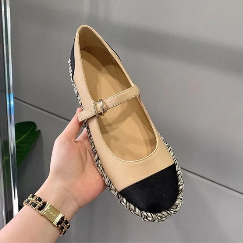 

2021 Spring New Hemp Rope Braided Mary Jane Shoes Women's Color Matching Round Toe Thick Soled Fisherman Shoes Flat Lolita Shoes