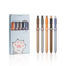 5pcs Cute Cat Paw Gel Ink Pens Set Soft Touch De-stressing Design 0.5mm Ballpoint Black Color Writing Office School A6602
