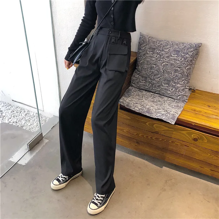 New Spring Women Clothing Straight Overalls Casual Trouser With Pocket Korean High Waist Loose Cargo Pants For Women
New Spring Women Clothing Straight Overalls Casual Trouser With Pocket Korean High Waist Loose Cargo Pants For Women