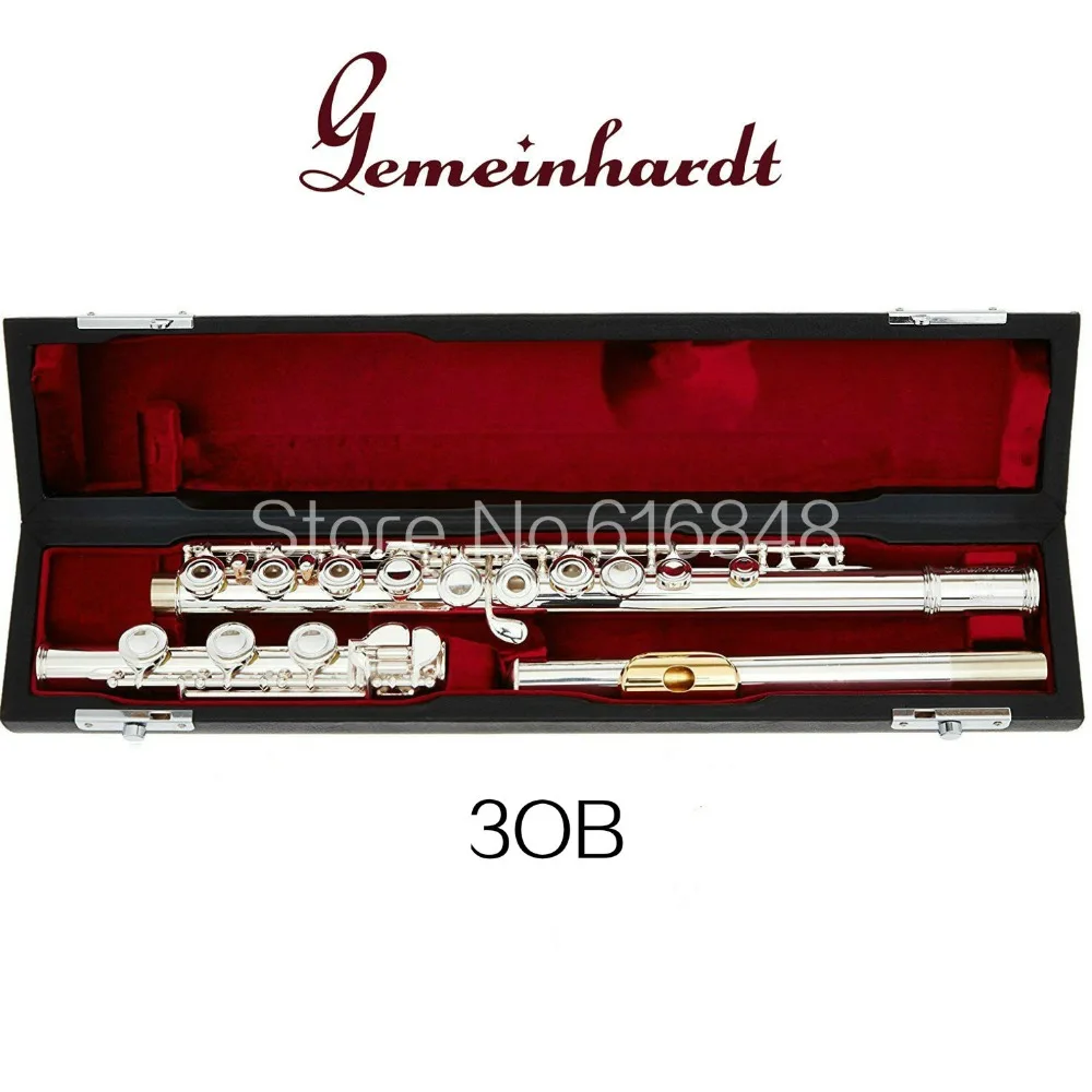 

Hot Gemeinhardt 3OB / GLP Gold Lip Flute 17 Key Open Hole Silver Plated C Tune Flute Musical Instrument With Case E Key