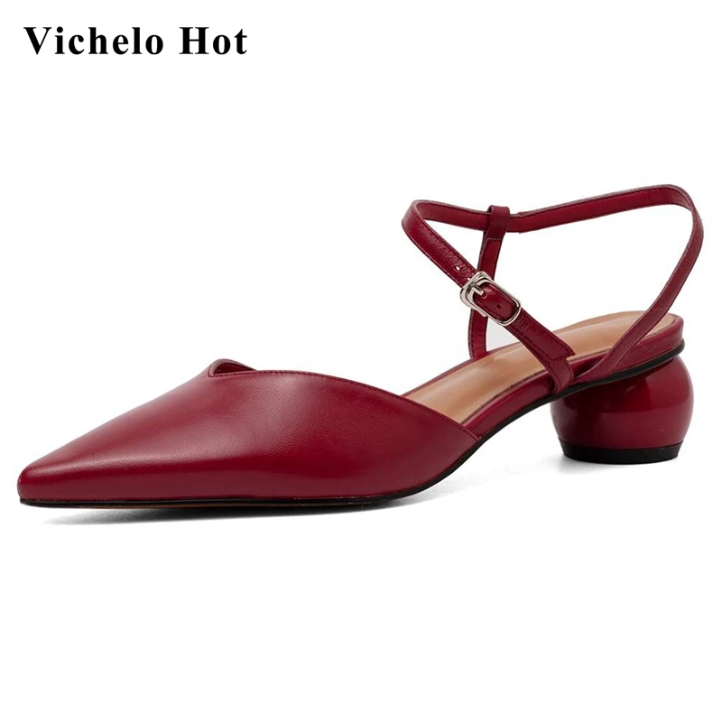 Vichelo Hot full grain leather handmade high quality brand shoes pointed toe med heel pretty girls daily wear sandals women L32
Vichelo Hot full grain leather handmade high quality brand shoes pointed toe med heel pretty girls daily wear sandals women L32