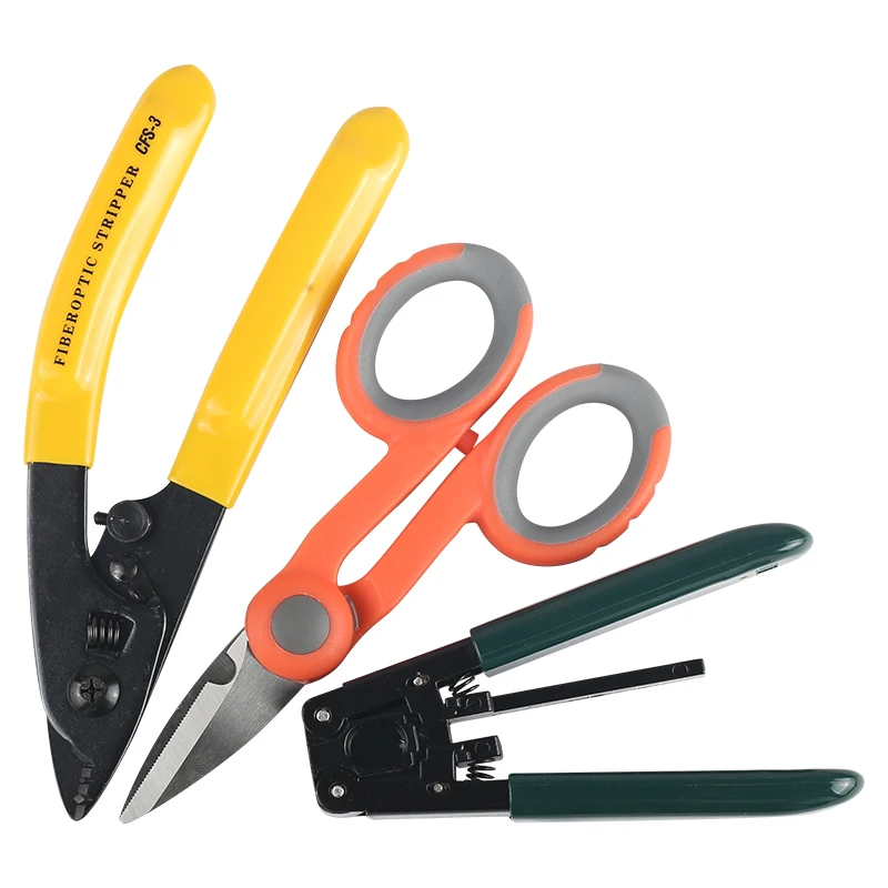 

3 in1Splice Fiber Optic Tool Kits CFS-3 Fiber Optic Stripper+FTTH drop cable stripper +Fiber Optic Kevlar scissors