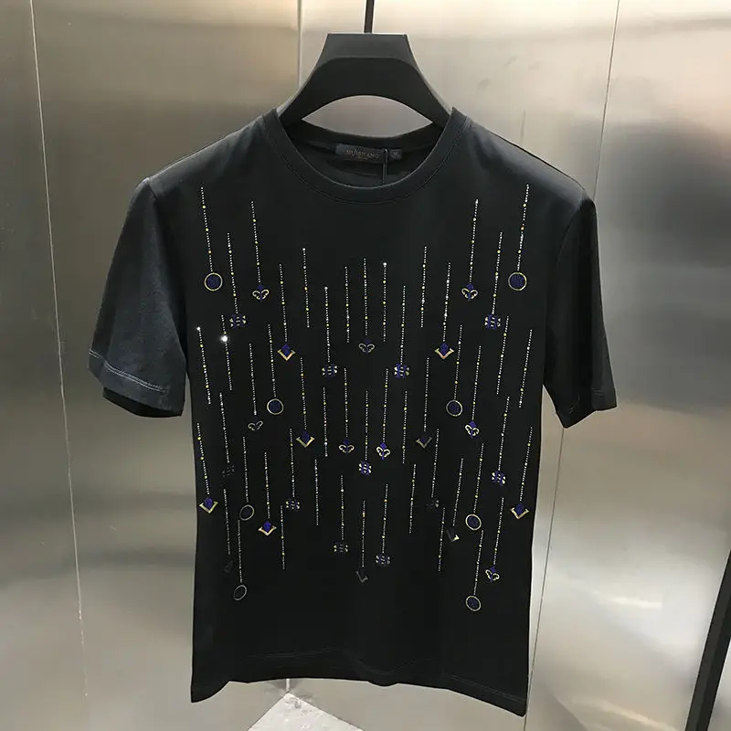 Ice Silk Cotton Hot Drill Short Sleeve T-shirt Men's 2021 Summer New Slim Fit Trend Versatile Fashion Brand Top
Ice Silk Cotton Hot Drill Short Sleeve T-shirt Men's 2021 Summer New Slim Fit Trend Versatile Fashion Brand Top