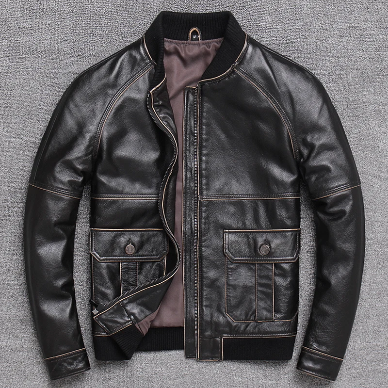 Leather Jacket Genuine Men's Short Slim-Fit Cowhide Baseball Uniform Motorcycle Leather Jacket Men's Pilot Jacket
Leather Jacket Genuine Men's Short Slim-Fit Cowhide Baseball Uniform Motorcycle Leather Jacket Men's Pilot Jacket