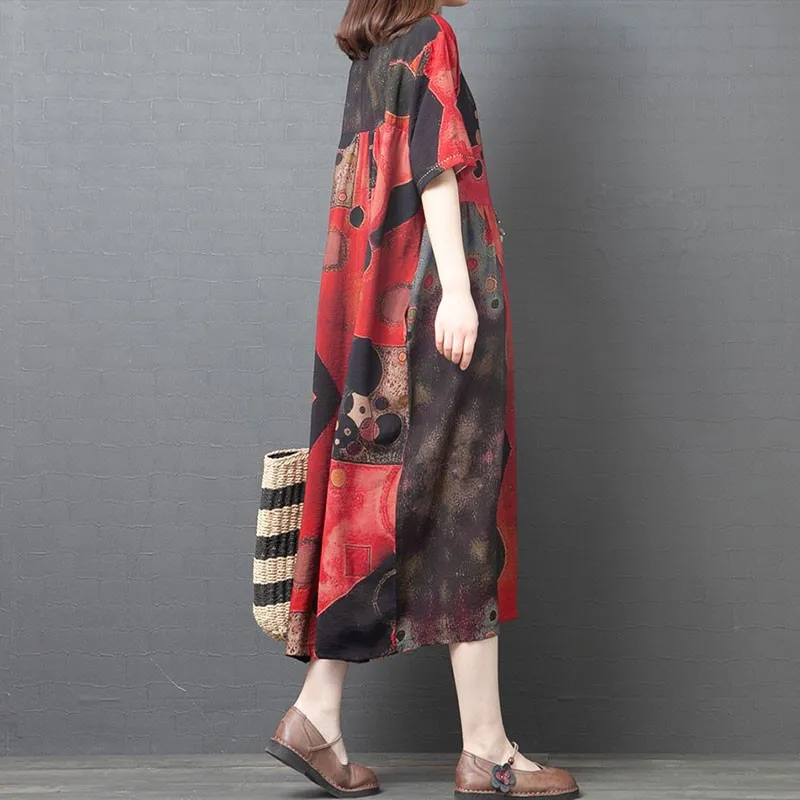 Oversized Women Cotton Linen Casual Dress New 2021 Summer Vintage Style O-neck Print Loose Comfortable Female Long Dresses S3304
Oversized Women Cotton Linen Casual Dress New 2021 Summer Vintage Style O-neck Print Loose Comfortable Female Long Dresses S3304