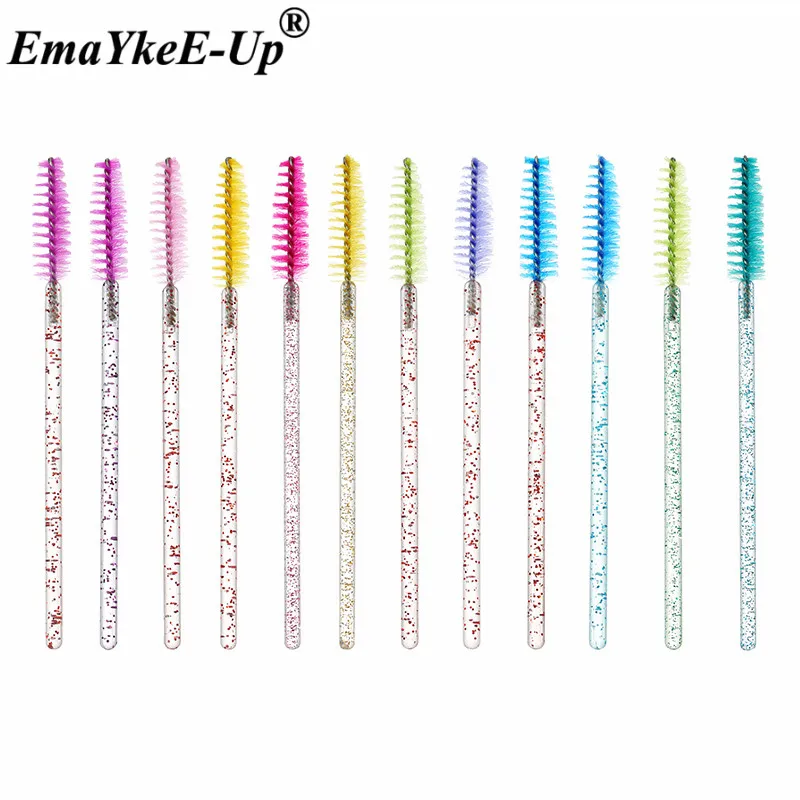 

2bags 100pcs Shiny Disposable Eyelash Applicator Wands Curler Brush Set Mascara Eyebrow Spoolers Comb Wands Spoolies Brushes