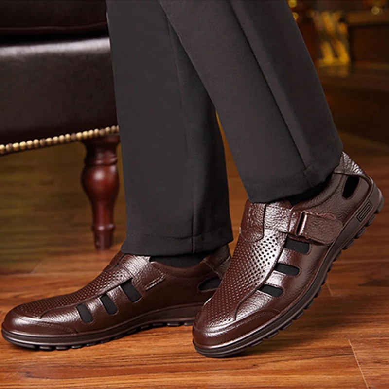 2 Pair Genuine Leather Men Sandals Shoes Fretwork Breathable Fisherman Shoes StyleRetro Gladiator Soft Bottom Summer Classics M
2 Pair Genuine Leather Men Sandals Shoes Fretwork Breathable Fisherman Shoes StyleRetro Gladiator Soft Bottom Summer Classics M