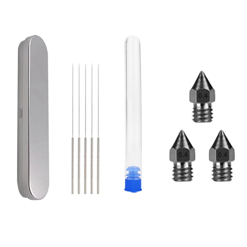 3D Printer Cleaning Tool Set 0.4mm MK8 Hardened Steel Nozzle Cleaning Needle Combination with Storage Box
3D Printer Cleaning Tool Set 0.4mm MK8 Hardened Steel Nozzle Cleaning Needle Combination with Storage Box