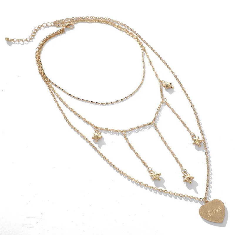 Vintage Multi Layered Necklace For Women Bohemian Star Letters Geometric Chain Heart Shaped Pendant Necklace Collar Jewelry New
Vintage Multi Layered Necklace For Women Bohemian Star Letters Geometric Chain Heart Shaped Pendant Necklace Collar Jewelry New