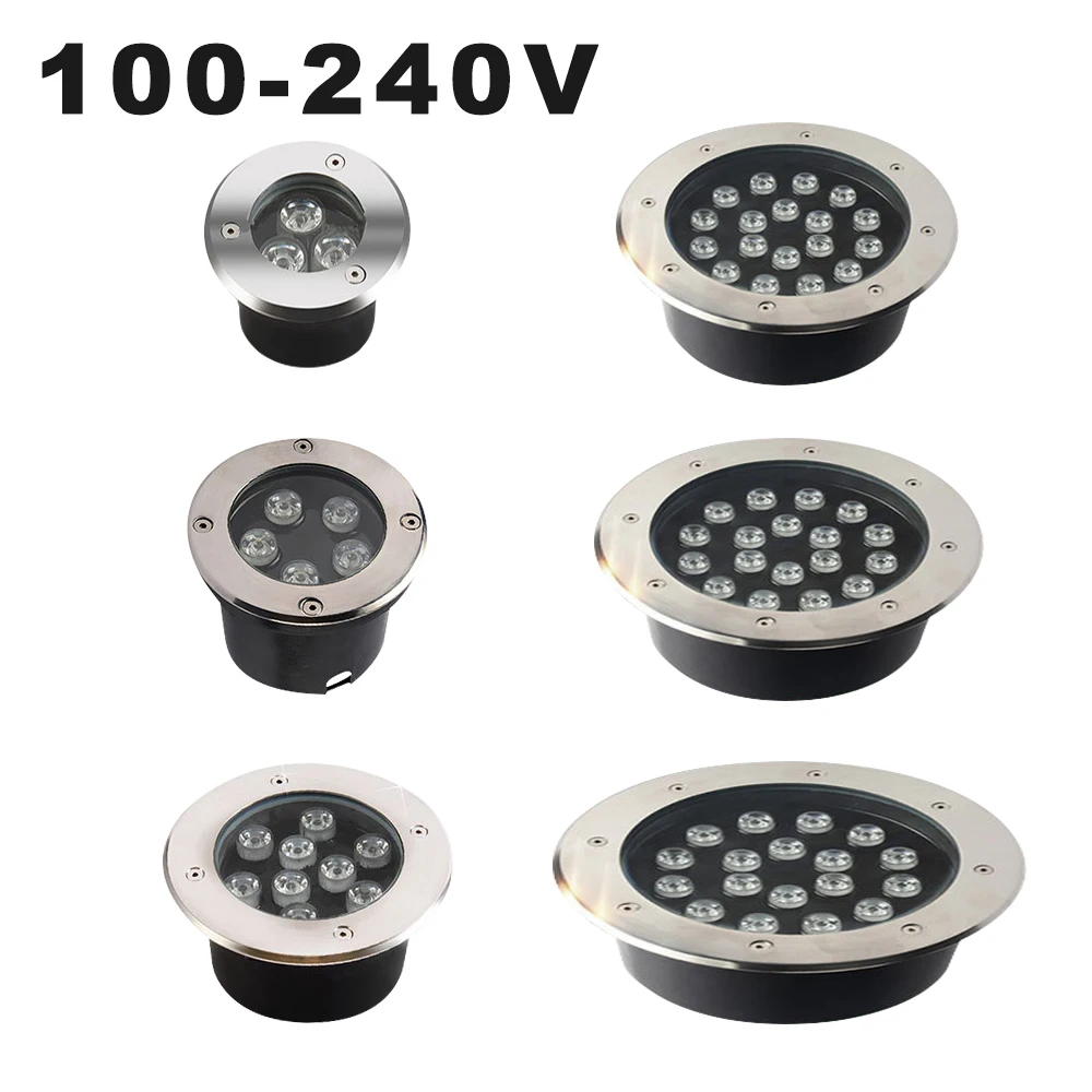 

110V 220V LED Underground Lamp 3W 6W 9W 12W 15W 18W 24W 36W Garden Light IP66 Waterproof Outdoor LED Spotlight Landscape Lamps