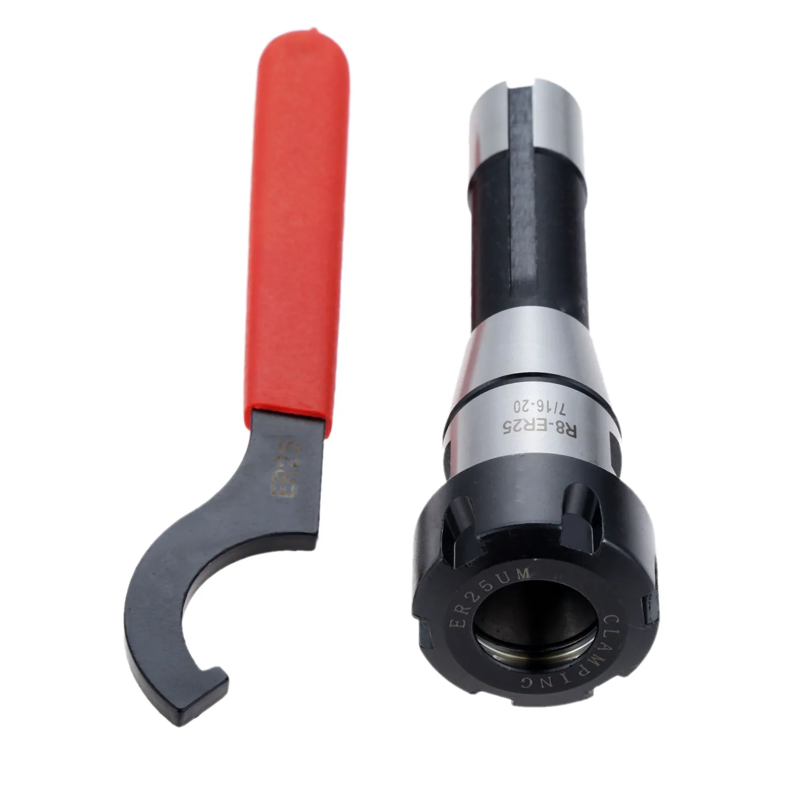 Держатель цангового патрона DRELD R8 ER25, 1 шт., шпиндель R8 7/16, Резьбовая тяга, фрезерный станок с ЧПУ, держатель инструмента с крючком ER25, гаечный ... 
Держатель цангового патрона DRELD R8 ER25, 1 шт., шпиндель R8 7/16, Резьбовая тяга, фрезерный станок с ЧПУ, держатель инструмента с крючком ER25, гаечный ...