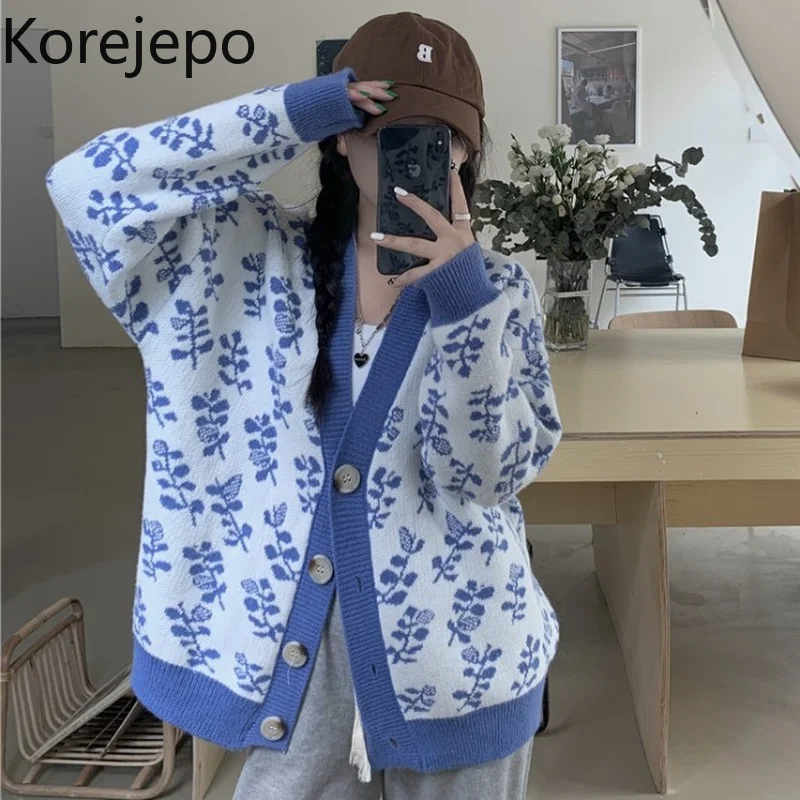 Korejepo Sweater Cardigan Floral Pattern Long Sleeve V-Neck Women's 2021 New Autumn New Design Casual Sweeet Fashion Tops
Korejepo Sweater Cardigan Floral Pattern Long Sleeve V-Neck Women's 2021 New Autumn New Design Casual Sweeet Fashion Tops