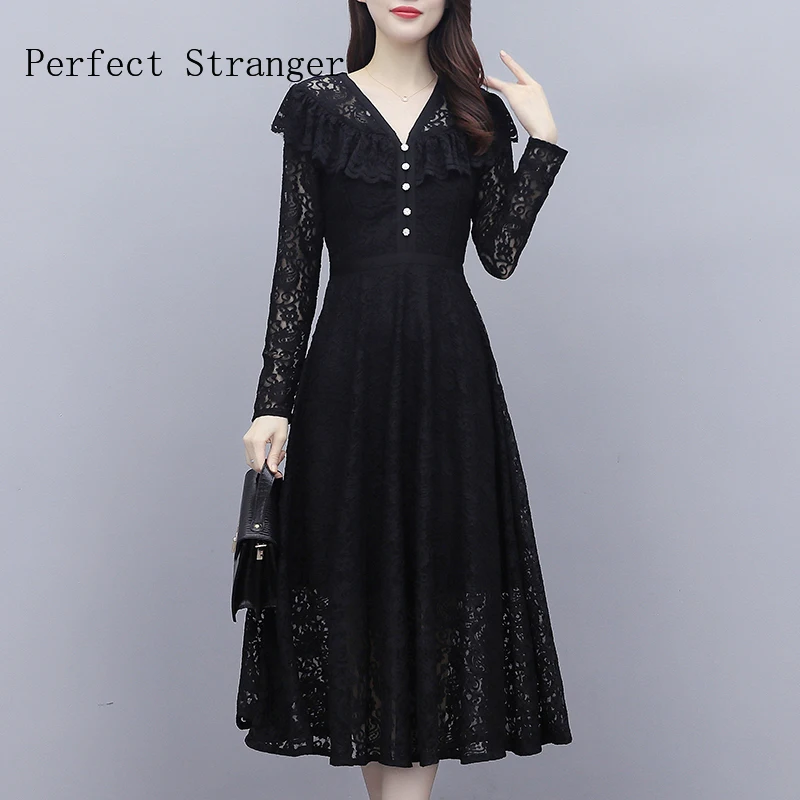 2021 Autumn Winter New Arrival High Quality Retro Korean V Collar Collect Waist Women Long Lace Dress M-4XL
2021 Autumn Winter New Arrival High Quality Retro Korean V Collar Collect Waist Women Long Lace Dress M-4XL