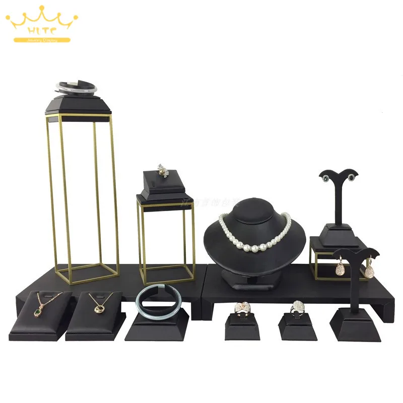 Stainless steel window jewellery display cabinet black PU leather necklace ring earrings display stand set jewelry props set
Stainless steel window jewellery display cabinet black PU leather necklace ring earrings display stand set jewelry props set