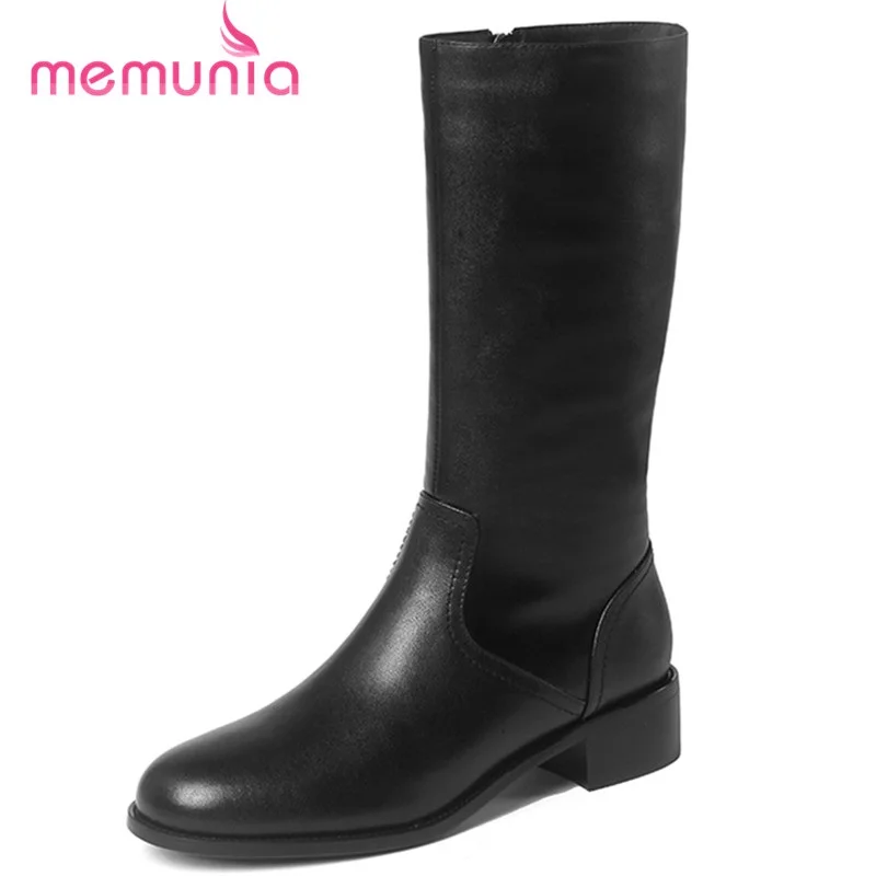 MEMUNIA Cowhide Boots Square Heels Zipper Knee High Boots Hand Made Top Quality Women Winter Shoes Comfortable Fashion Boots 
MEMUNIA Cowhide Boots Square Heels Zipper Knee High Boots Hand Made Top Quality Women Winter Shoes Comfortable Fashion Boots
