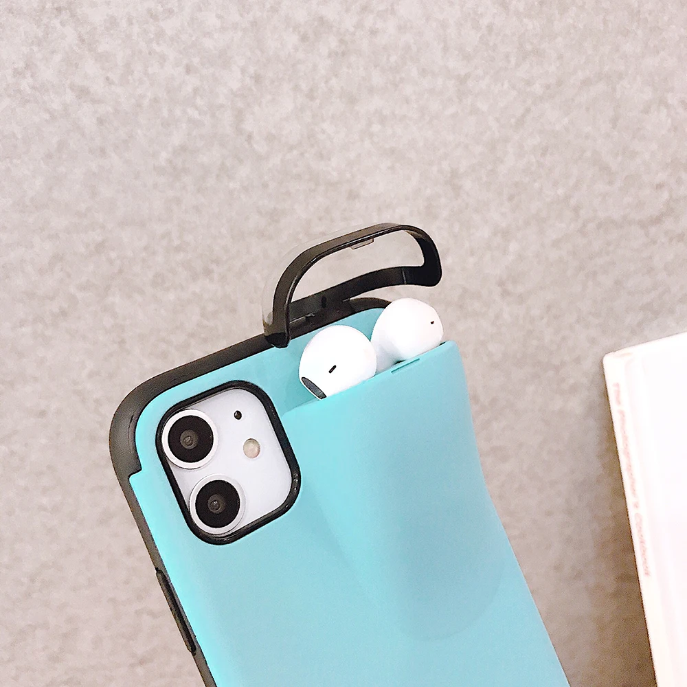 Multifunction Phone Case For iPhone 6S Plus 7 8 11 Pro Max Silica Gel Cover Xs Xr X Two In One Earphone case |