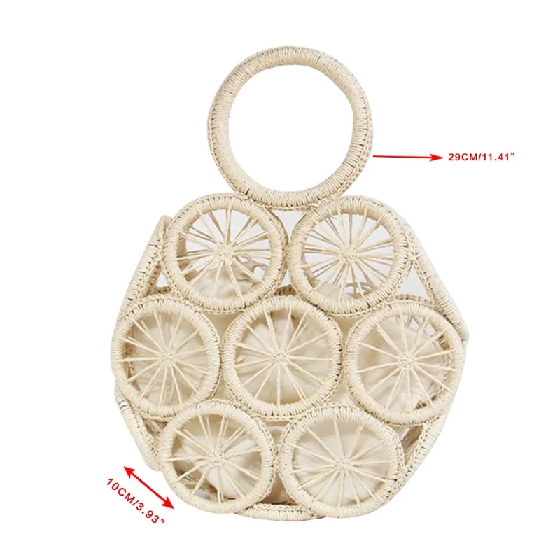 Summer Beach Bag Natural Chic Hollow Rattan Bag Top-handle Round Straw Tote Handbag Fashion Handwoven Bags for Ladies
Summer Beach Bag Natural Chic Hollow Rattan Bag Top-handle Round Straw Tote Handbag Fashion Handwoven Bags for Ladies