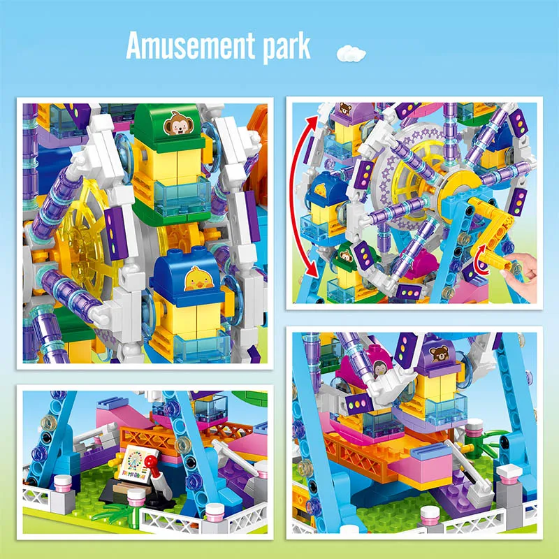 City Friends Series Amusement Park Carousel Micro Building Blocks Merry-Go-Round Roller Coaster Pirate Ship Street View Toys
City Friends Series Amusement Park Carousel Micro Building Blocks Merry-Go-Round Roller Coaster Pirate Ship Street View Toys