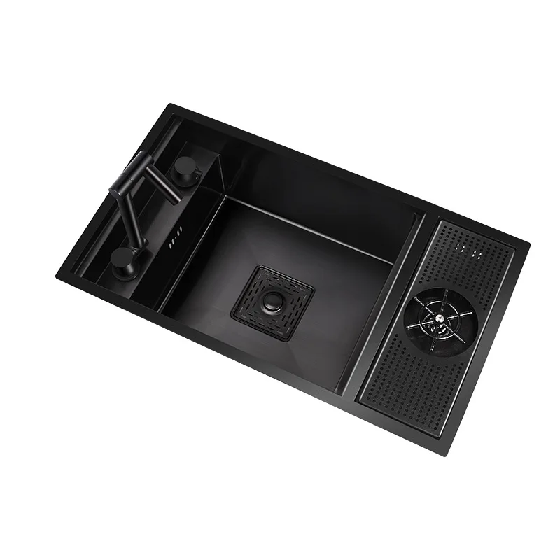 Kitchen Stainless Steel Single-groove Foldable Faucet Nano Sink with Cup Washer Black Sink 60x40cm Multifunction Kitchen Sink
Kitchen Stainless Steel Single-groove Foldable Faucet Nano Sink with Cup Washer Black Sink 60x40cm Multifunction Kitchen Sink