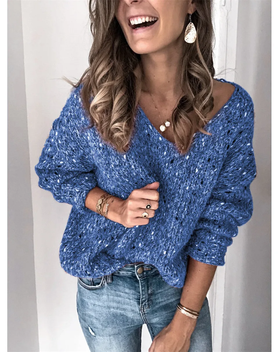 Spring/Autumn Jumper Multicolor Knitted Pullover V-neck Loose Long Sleeve Casual Sweater Joker Casual Women's Tops Streetwear
Spring/Autumn Jumper Multicolor Knitted Pullover V-neck Loose Long Sleeve Casual Sweater Joker Casual Women's Tops Streetwear