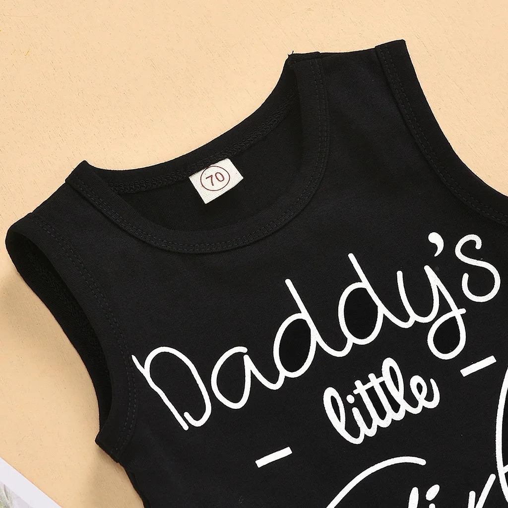 Летняя одежда для маленьких девочек футболка без рукавов с надписью Daddy's Little Girl