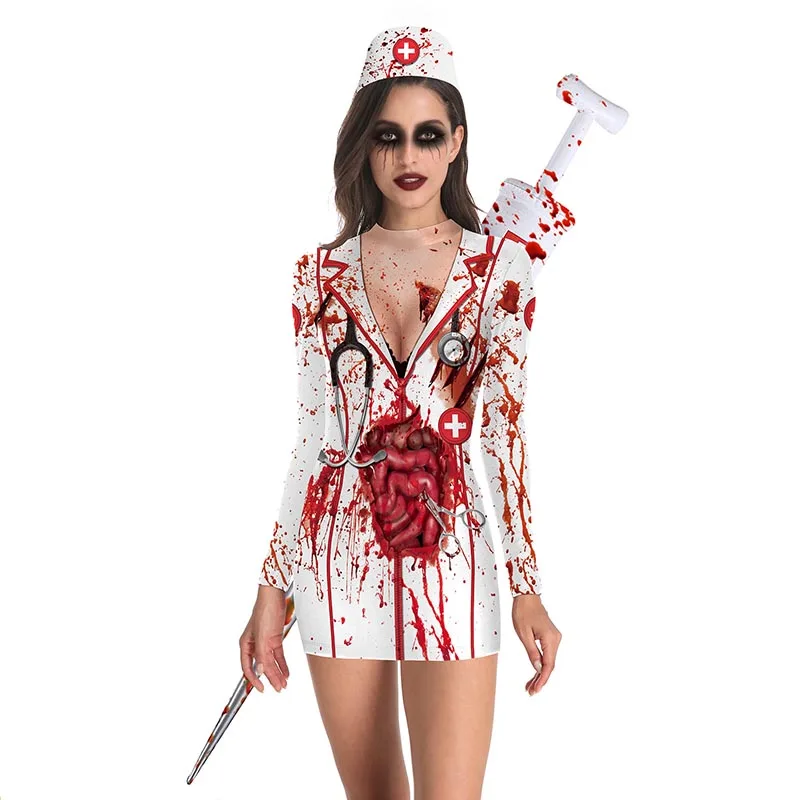 Женское платье для ролевых игр «Кровавая медсестра», страшные костюмы для косплея на Хэллоуин, сексуальное мини-платье, Готическая среднев...
Женское платье для ролевых игр «Кровавая медсестра», страшные костюмы для косплея на Хэллоуин, сексуальное мини-платье, Готическая среднев...