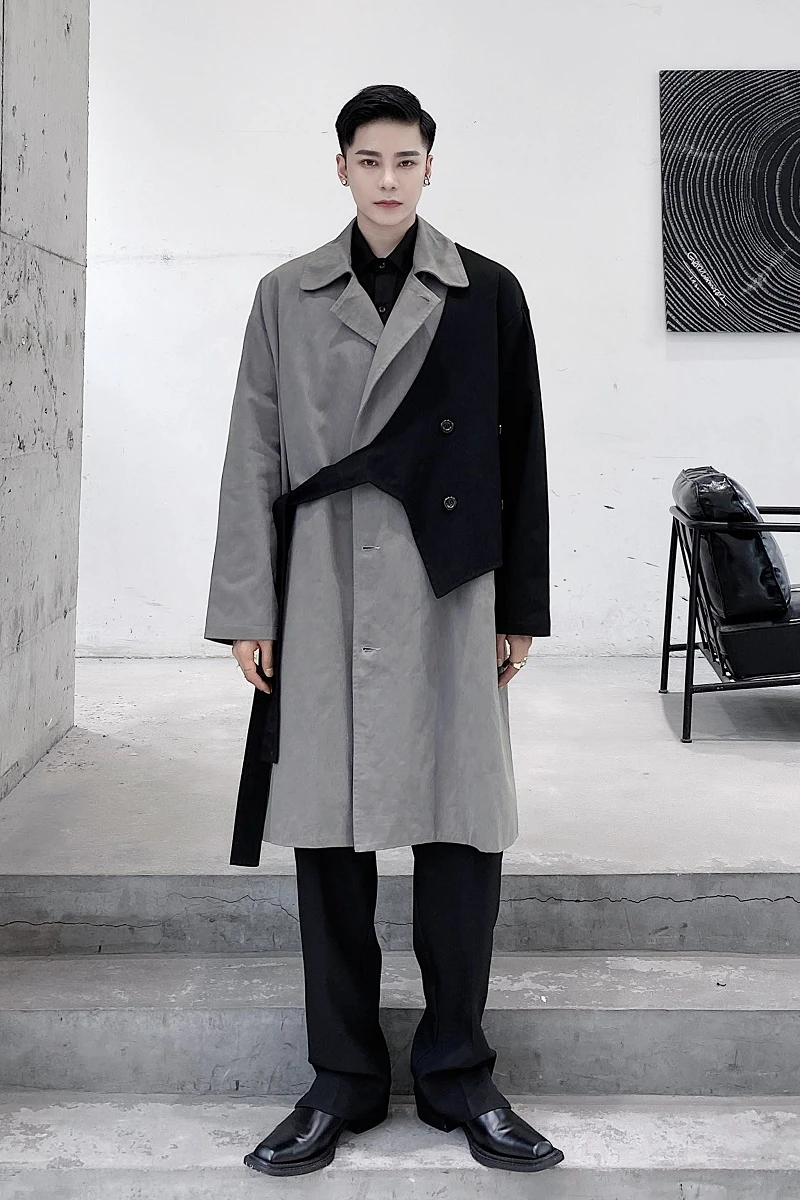 Male Japan Korea Streetwear Vintage Jacket Men Gray Splice Black Vest Belt Loose Casual Long Trench Coat Cardigan Outerwear
Male Japan Korea Streetwear Vintage Jacket Men Gray Splice Black Vest Belt Loose Casual Long Trench Coat Cardigan Outerwear