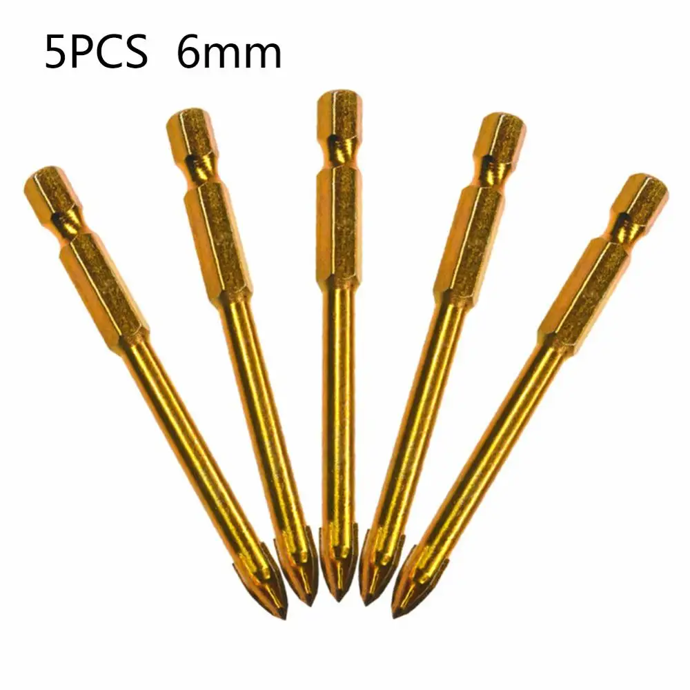 5pcs 6mm Titanium Ceramic Tile Marble Glass Drill Bits Spear Head Hex Shank tools
5pcs 6mm Titanium Ceramic Tile Marble Glass Drill Bits Spear Head Hex Shank tools