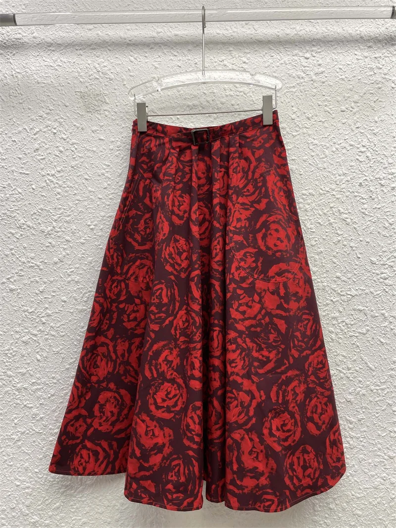 2021 Autumn fashion rose print cotton skirts for women 
2021 Autumn fashion rose print cotton skirts for women