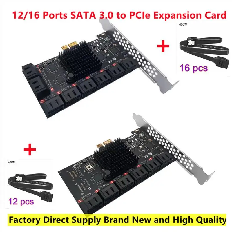Brand New 12/16 Ports SATA 3.0 To PCIe Expansion Card With Low Profile Bracket PCI Express Adapter For HDD PCIE SATA
Brand New 12/16 Ports SATA 3.0 To PCIe Expansion Card With Low Profile Bracket PCI Express Adapter For HDD PCIE SATA