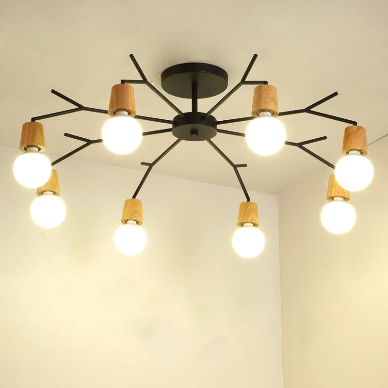 

Искусство паук потолочный светильник s Nordic Винтаж Лофт деревянный потолочный светильник s для гостиной Ретро E27 Лампа Свет Современный дома...