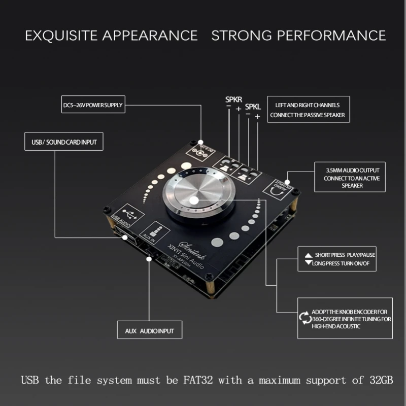 XY-AP100H 100W + Двойной TPA3116 D2 Bluetooth 5 0 стерео аудио цифровой Мощность усилитель плата