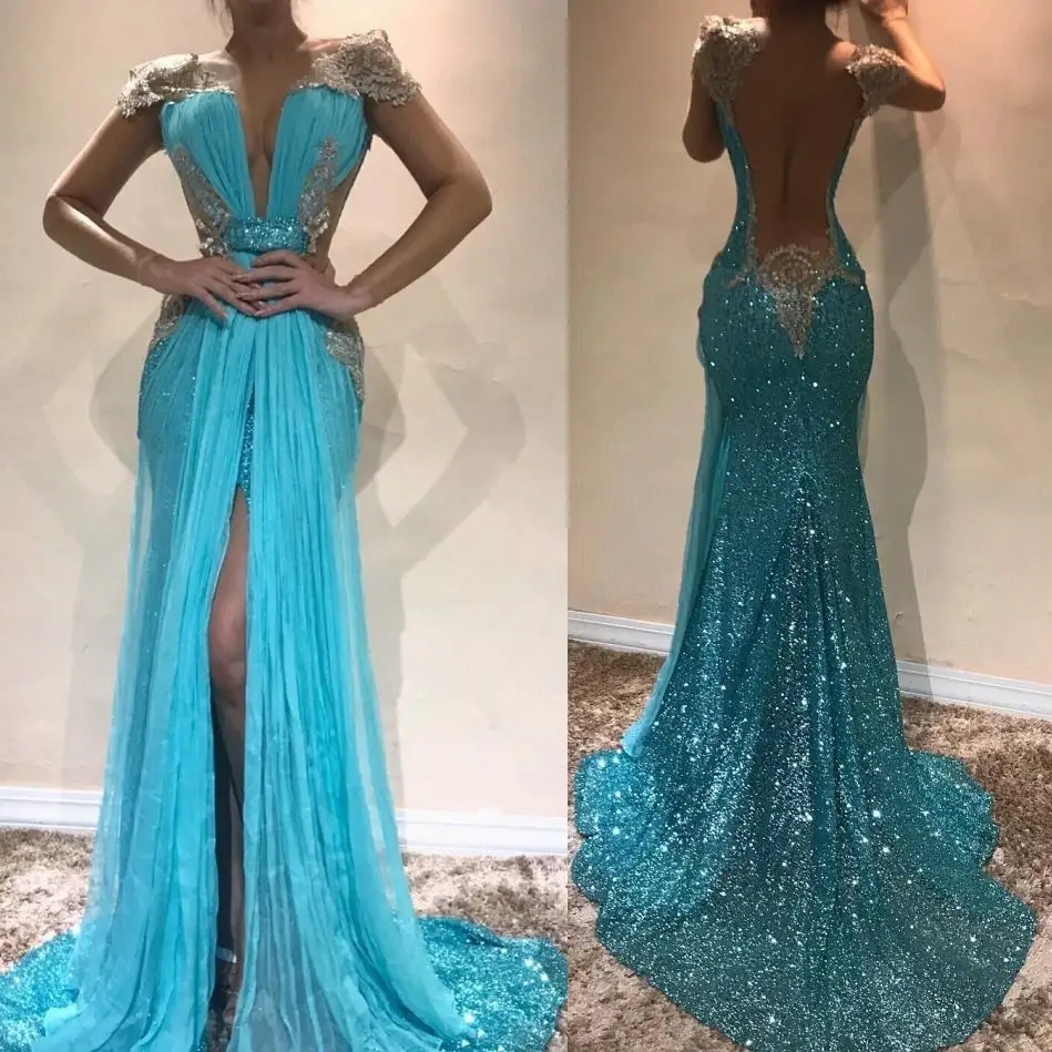 Vestidos De Gala Sexy Backless Empire Long Prom Dresses 2020 Charming Cap Sleeve Mermaid Prom Gown Split Evening Party Dresses
Vestidos De Gala Sexy Backless Empire Long Prom Dresses 2020 Charming Cap Sleeve Mermaid Prom Gown Split Evening Party Dresses