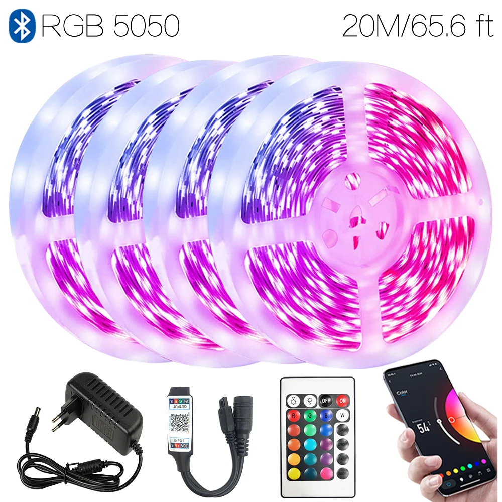 65.6ft (20M) Home Ceiling Festival Party Decoration DIY Mode Discoloration Waterproof Ruban Led RGB 5050 Bluetooth Smart Control
65.6ft (20M) Home Ceiling Festival Party Decoration DIY Mode Discoloration Waterproof Ruban Led RGB 5050 Bluetooth Smart Control