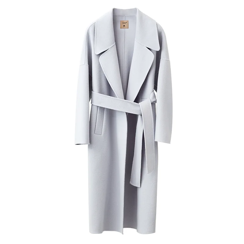 

Amii Minimalist Winter Woolen Coat Women Fashion Solid Loose Lapel Belt Female Long Jackets 11980094