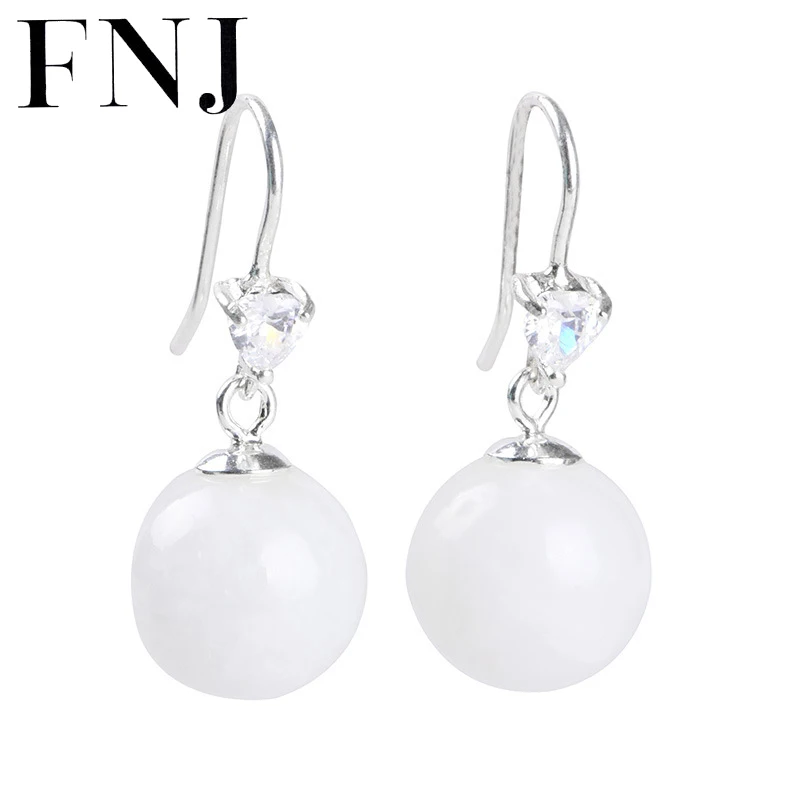 Женские круглые серьги FNJ из серебра 925 пробы с нефритом 
Женские круглые серьги FNJ из серебра 925 пробы с нефритом