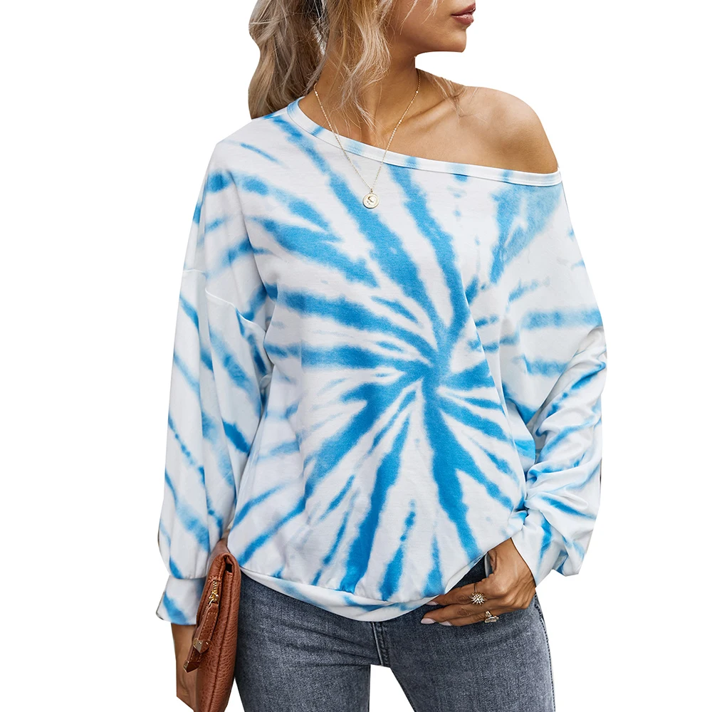 Sale Women's Tie Dye Print Long Sleeve Pullover Summer Casual Loose-shouldered Femme T-shirt Loose Tunic Tops Camisas Mujer D30
Sale Women's Tie Dye Print Long Sleeve Pullover Summer Casual Loose-shouldered Femme T-shirt Loose Tunic Tops Camisas Mujer D30